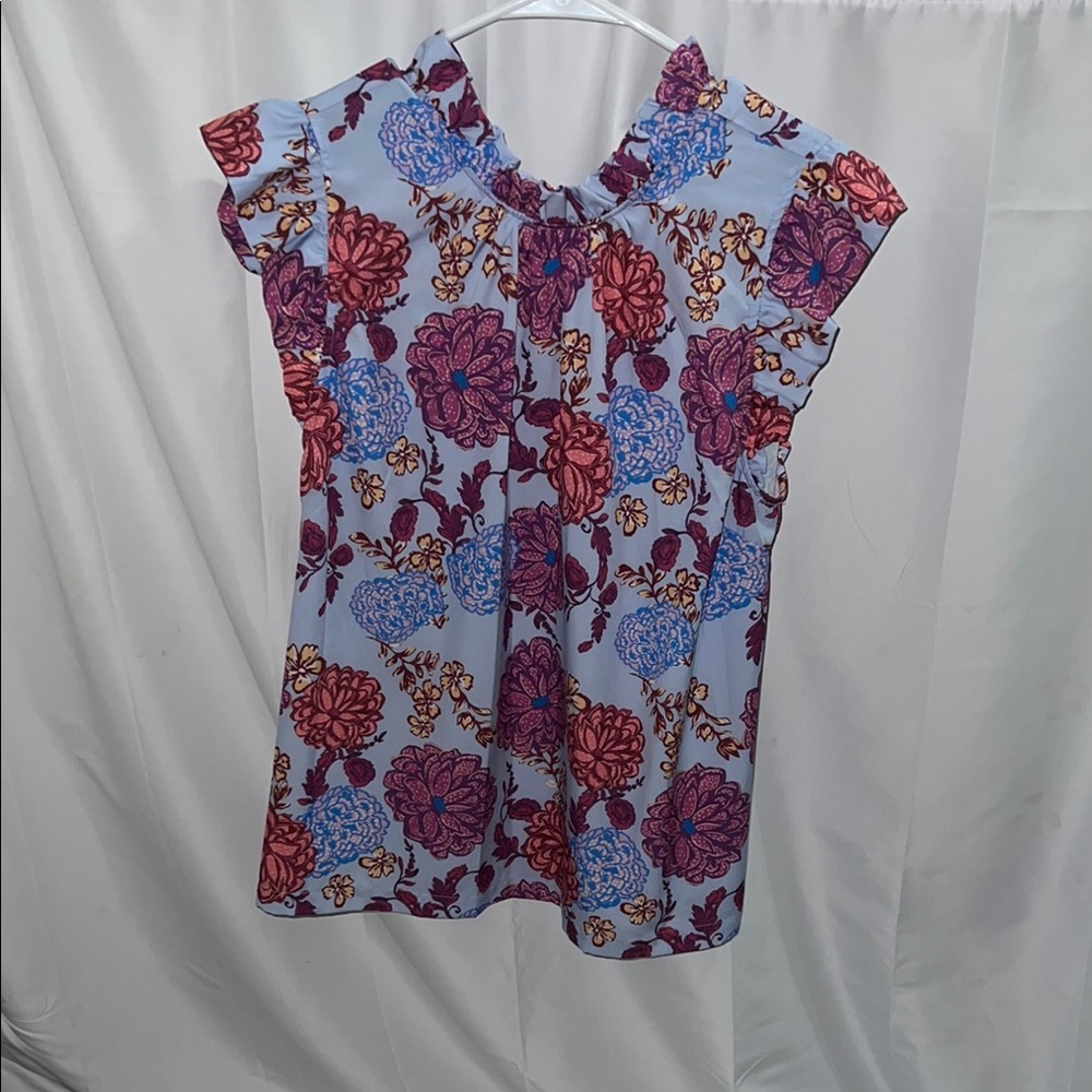 Umgee Red Ruffled Cap Sleeve Blouse